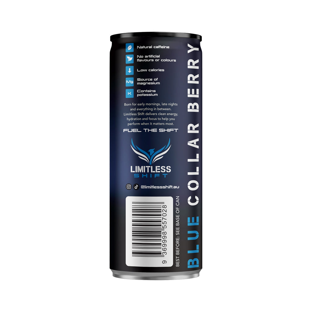 Limitless Shift Blue Collar Berry – Functional Energy Drink 12 x 355mL